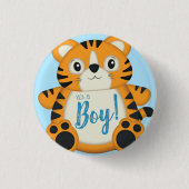 Tijger Baby shower Blue Ronde Button 3,2 Cm (Voorkant)