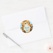 Tijger Baby shower Blue Ronde Sticker (Envelop)