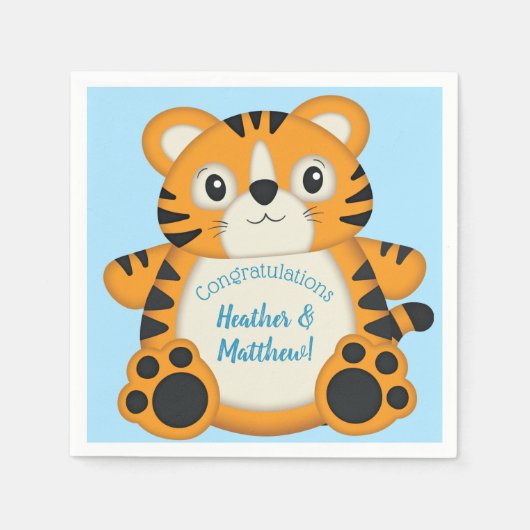Tijger Baby shower Blue Servet (Voorkant)