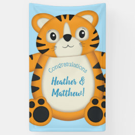 Tijger Baby shower Blue Spandoek