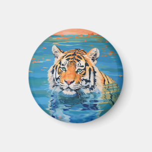 Tijger, badge, magneet, geschilderd, kleurrijke ku magneet
