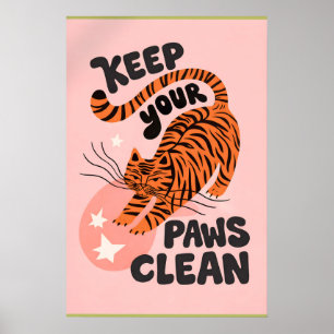 Tijger Badkamer Print, Speelse Dier Citaten Muur Poster