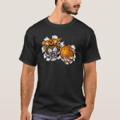 Tijger Basketbal Mascot Dierensport Team Design T-shirt (Voorkant)