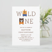 Tijger beer dierensafari Wild Een 1e Verjaardag Kaart (Staand voorkant)