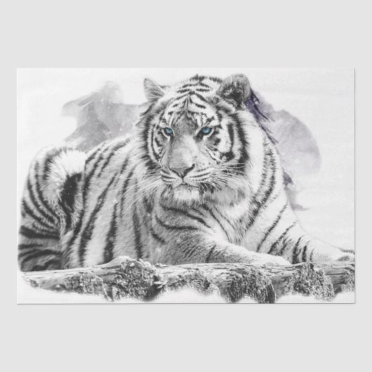 Tijger Bengalen witte sneeuw Tissuepapier (Voorkant)