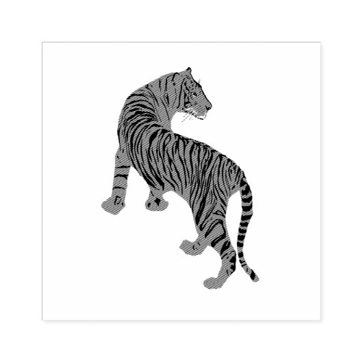 Tijger Bewegen, Big Cat Art Stamp Rubberstempel (Afrduk)