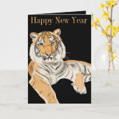 Tijger bewerkbare nieuwjaarskaart kaart (Gele Bloem)