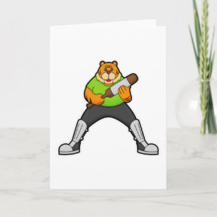 Tijger bij Cricket met cricketbat Kaart
