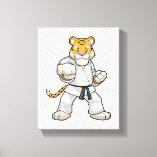 Tijger bij de vechtkunst Karate Canvas Afdruk