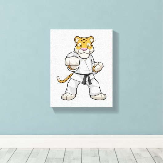 Tijger bij de vechtkunst Karate Canvas Afdruk (Insitu (Houten vloer))