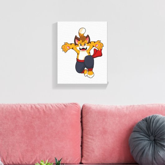 Tijger bij de vechtkunst Karate Canvas Afdruk (Insitu (Woonkamer))