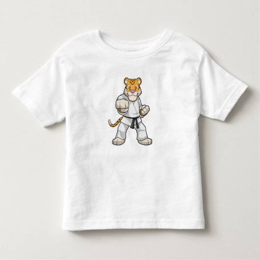 Tijger bij de vechtkunst Karate Kinder Shirts (Voorkant)