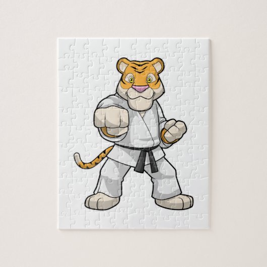 Tijger bij de vechtkunst Karate Legpuzzel (Verticaal)