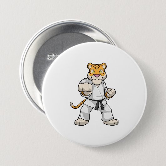 Tijger bij de vechtkunst Karate Ronde Button 7,6 Cm (Voorkant /achterkant)