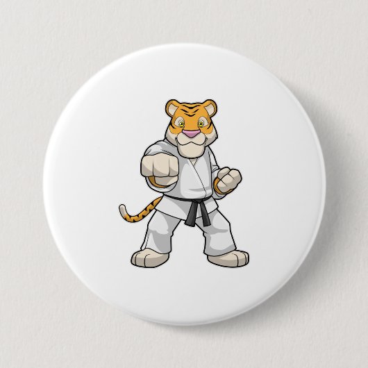 Tijger bij de vechtkunst Karate Ronde Button 7,6 Cm (Voorkant)