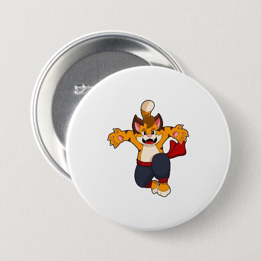 Tijger bij de vechtkunst Karate Ronde Button 7,6 Cm (Voorkant /achterkant)