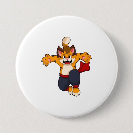Tijger bij de vechtkunst Karate Ronde Button 7,6 Cm (Voorkant)