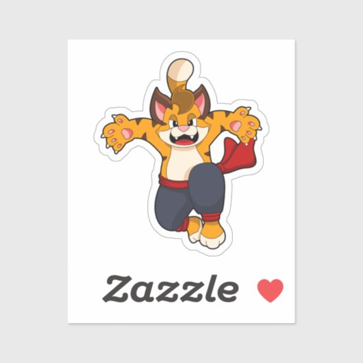 Tijger bij de vechtkunst Karate Sticker (Vel)