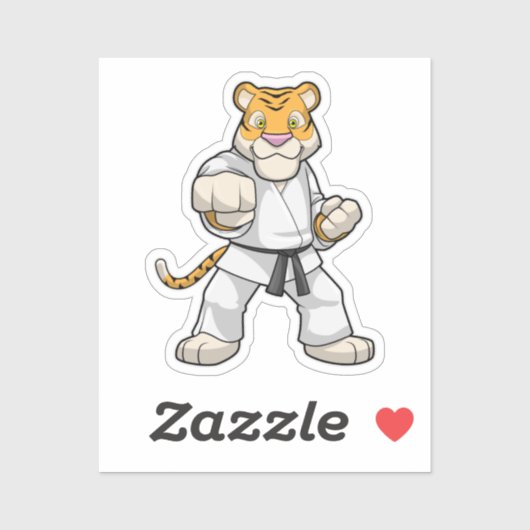Tijger bij de vechtkunst Karate Sticker (Vel)