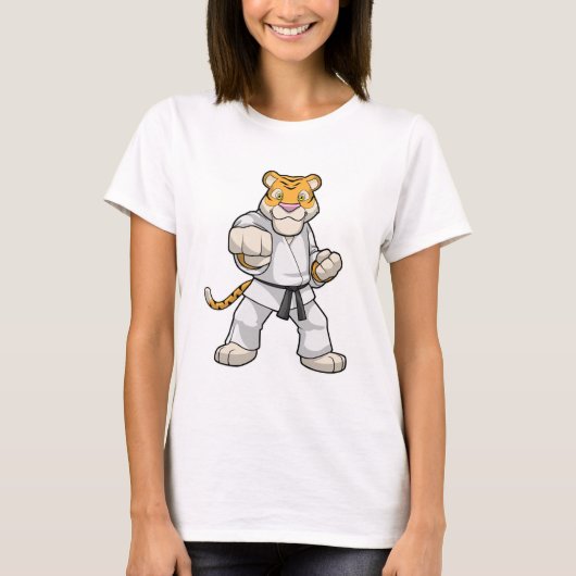 Tijger bij de vechtkunst Karate T-shirt (Voorkant)