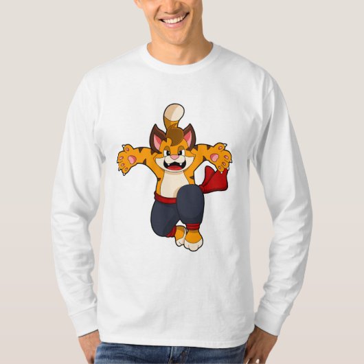 Tijger bij de vechtkunst Karate T-shirt (Voorkant)