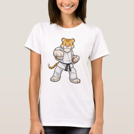 Tijger bij de vechtkunst Karate T-shirt (Voorkant)