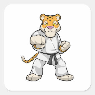 Tijger bij de vechtkunst Karate Vierkante Sticker