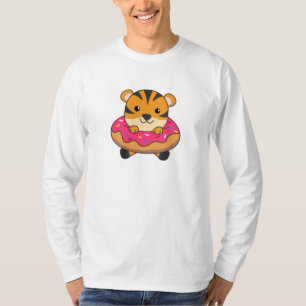 tijger bij donute verkuildieren voor kinderen bij t-shirt