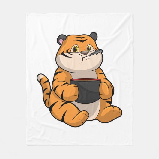 Tijger bij het eten met kom fleece deken (Voorkant)