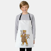 Tijger bij het Schilderen met Verf & Borstel Schort (Gedragen)