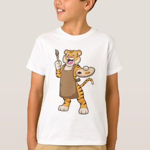 Tijger bij het Schilderen met Verf & Borstel T-shirt