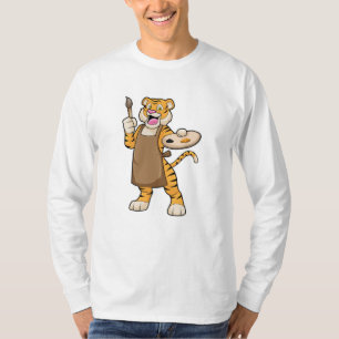 Tijger bij het Schilderen met Verf & Borstel T-shirt