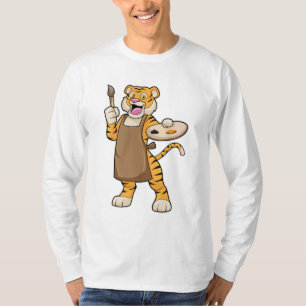 Tijger bij het Schilderen met Verf & Borstel T-shirt