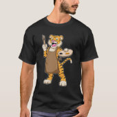 Tijger bij het Schilderen met Verf & Borstel T-shirt (Voorkant)