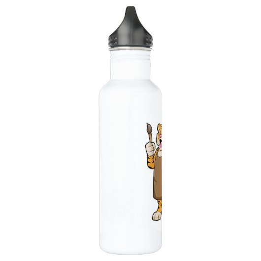 Tijger bij het Schilderen met Verf & Borstel Waterfles (Links)