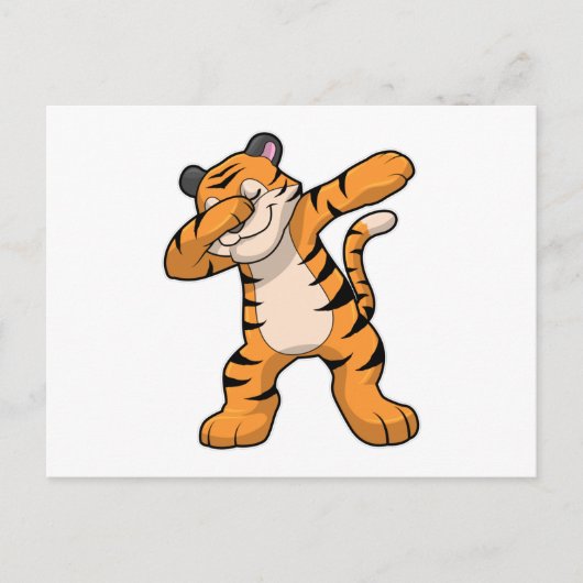 Tijger bij Hip Hop Dance Dab Briefkaart (Voorkant)
