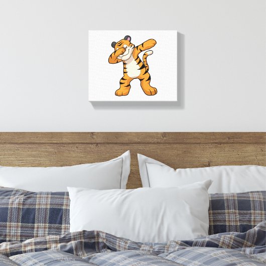 Tijger bij Hip Hop Dance Dab Canvas Afdruk (Insitu (Slaapkamer))