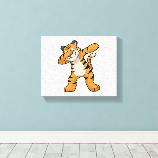 Tijger bij Hip Hop Dance Dab Canvas Afdruk (Insitu (Houten vloer))