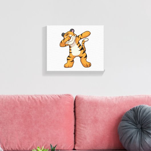 Tijger bij Hip Hop Dance Dab Canvas Afdruk (Insitu (Woonkamer))