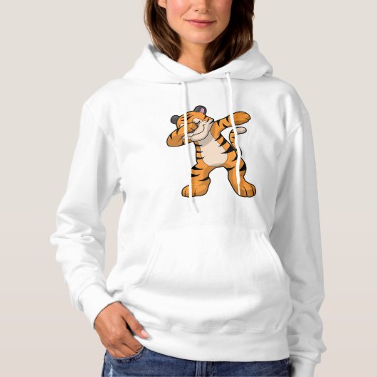 Tijger bij Hip Hop Dance Dab Hoodie (Voorkant)