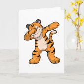 Tijger bij Hip Hop Dance Dab Kaart (Gele Bloem)