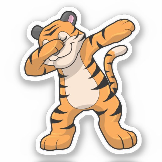 Tijger bij Hip Hop Dance Dab Sticker (Voorkant)