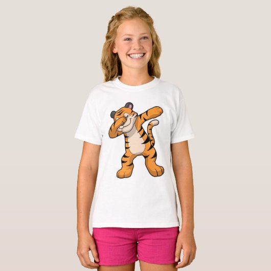 Tijger bij Hip Hop Dance Dab T-shirt (Voorkant volledig)