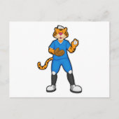 Tijger bij honkbal met honkbalhandschoen en pet briefkaart (Voorkant)