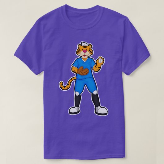 Tijger bij honkbal met honkbalhandschoen Pet T-shirt (Design voorkant)