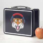 Tijger bij muziek met hoofdtelefoon (In situ)