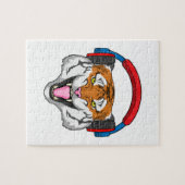 Tijger bij muziek met hoofdtelefoon legpuzzel (Horizontaal)