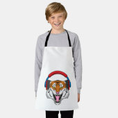 Tijger bij muziek met hoofdtelefoon schort (Gedragen)