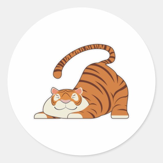 Tijger bij opvallende oefeningen in Yoga Ronde Sticker (Voorkant)