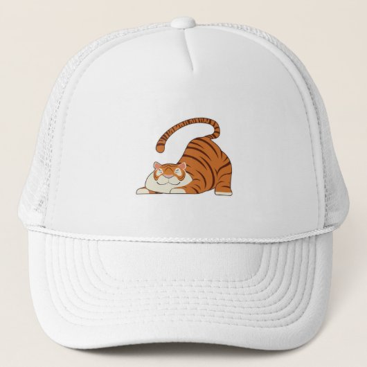 Tijger bij opvallende oefeningen in Yoga Trucker Pet (Voorkant)